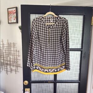 Anne Klein Black and White Graphic Tunic with Mandarin Collar